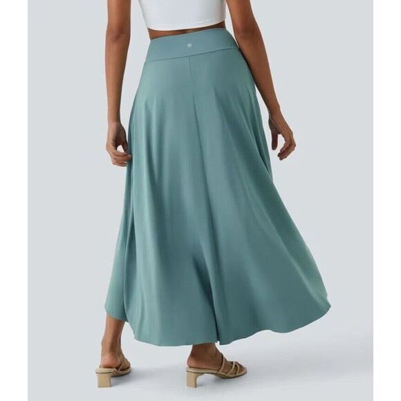 Halara Stone Blue Breezeful™ High Waisted High Low Ruffle 2-in-1 Flowy Quick Dry - Picture 2 of 9